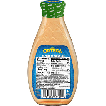 Ortega Flavor Craver Ranch Taco Sauce, 8 oz - Bold Flavor for Tacos, Burritos & More - Perfect for Spicing Up Your Meals