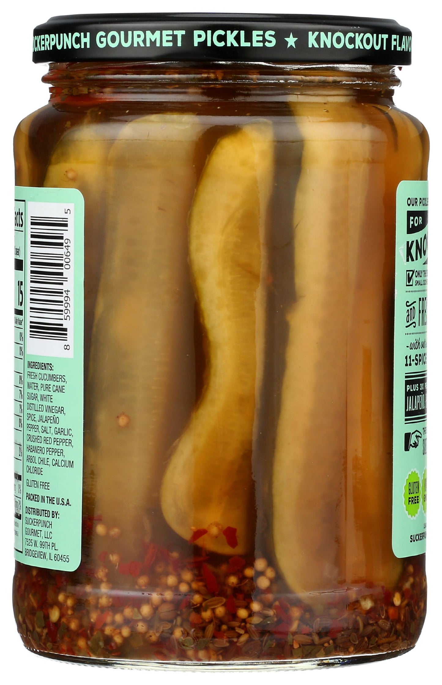 Suckerpunch Gourmet 3-Pepper Fire Pickle Spears 24 Ounce
