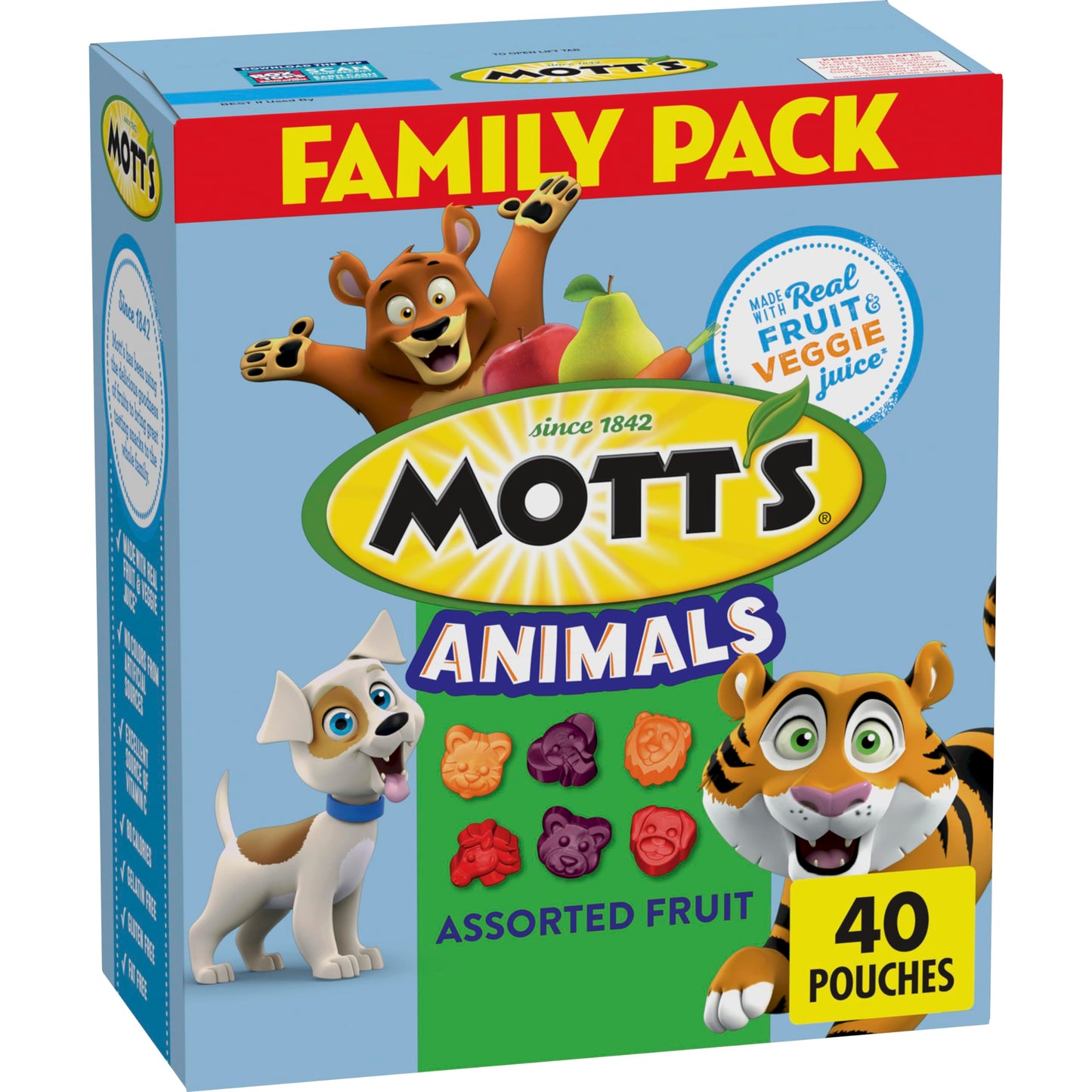 Motts Fruit Flavored Snacks, Animals Assorted Fruit, Gluten Free, Halloween Candy Alternative, 40 ct