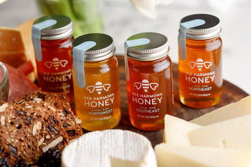 Bee Harmony Coast-To-Coast Honey Flight, Mini Honey Gift Set, 4 Jars, 3 Oz Each, Premium, Raw, Made In The Usa