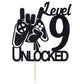 Cos Mos Video Game Level 9 Unlocked Birthday Cake Topper Black Glitter Boys 9Th Birthday Cake Decorations Level Up Winner Party