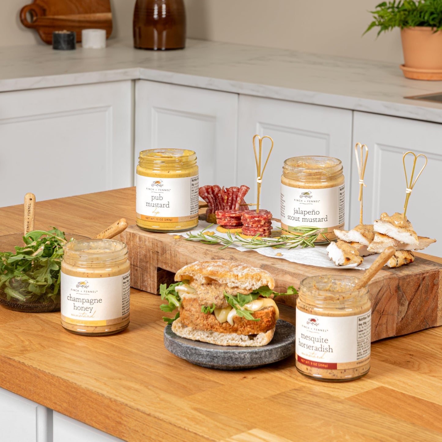 Finch + Fennel Mustard Sampler Pack Gift Box - 4 Pieces - Brown