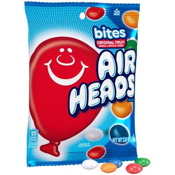 Airheads Candy Bites, Assorted Fruit Flavor, Non-Melting, 3.8 oz Bag, Pack of 12