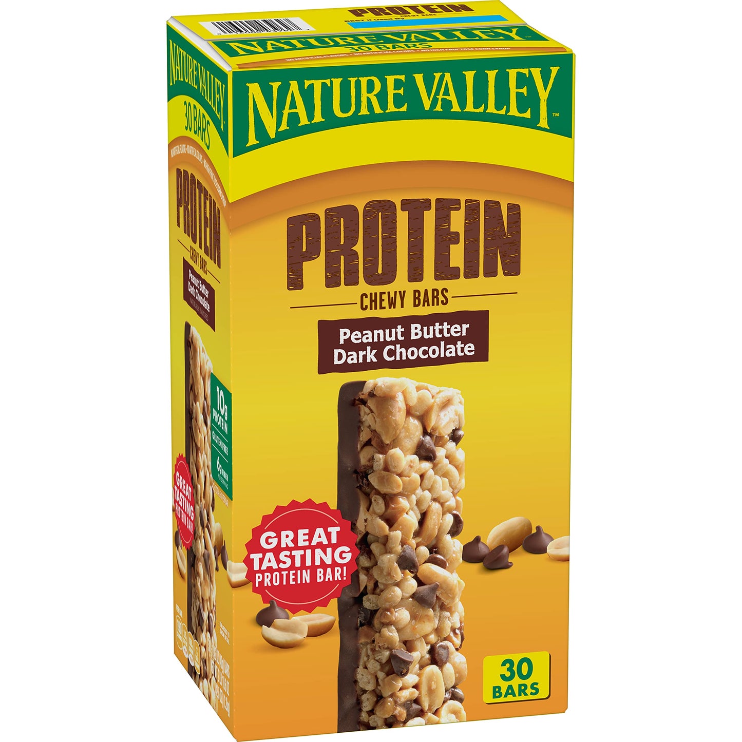 Nature Valley Chewy Protein Granola Bars, Peanut Butter Dark Chocolate, 30 Bars, 42.6 Oz