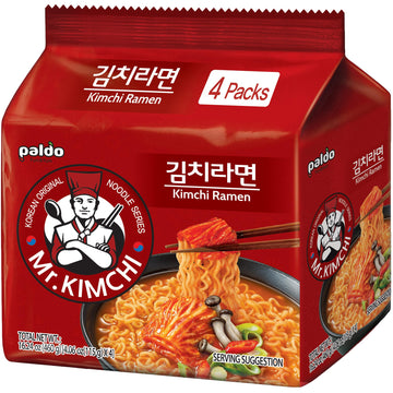 Paldo Fun & Yum Kimchi Ramen Instant Noodles with Soup, Kimchi Based Spicy Broth, Best Oriental Style, Original Korean Ramyun, S