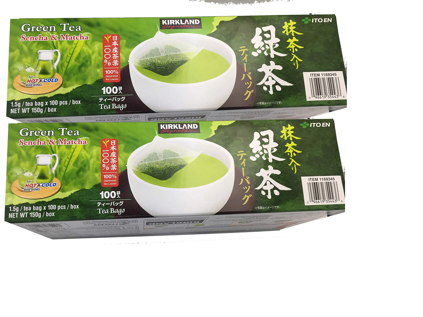 Kirkland Signature Ito En Matcha Blend (Green Tea), 100% Japanese Green Tea Leaves, Box Of 100 Tea Bags (Pack Of 2 Boxes)
