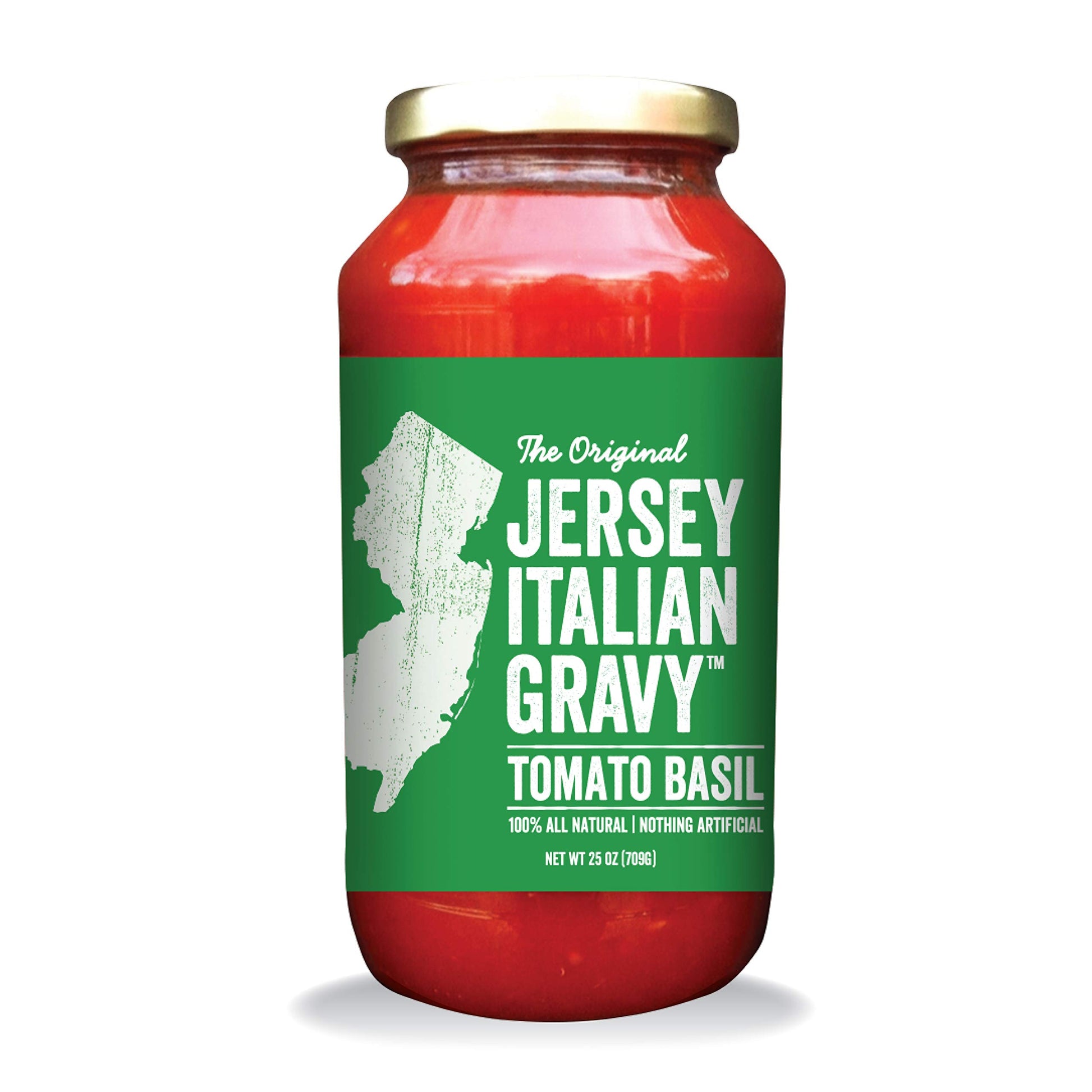 Jersey Italian Gravy-24 Oz Jar-Gourmet, All Natural All Purpose Tomato Sauce For Pasta And More, No Artificial Ingredients- Vegan Friendly-Authentic Recipe For Pasta, (Tomato Basil, 12 Pack)