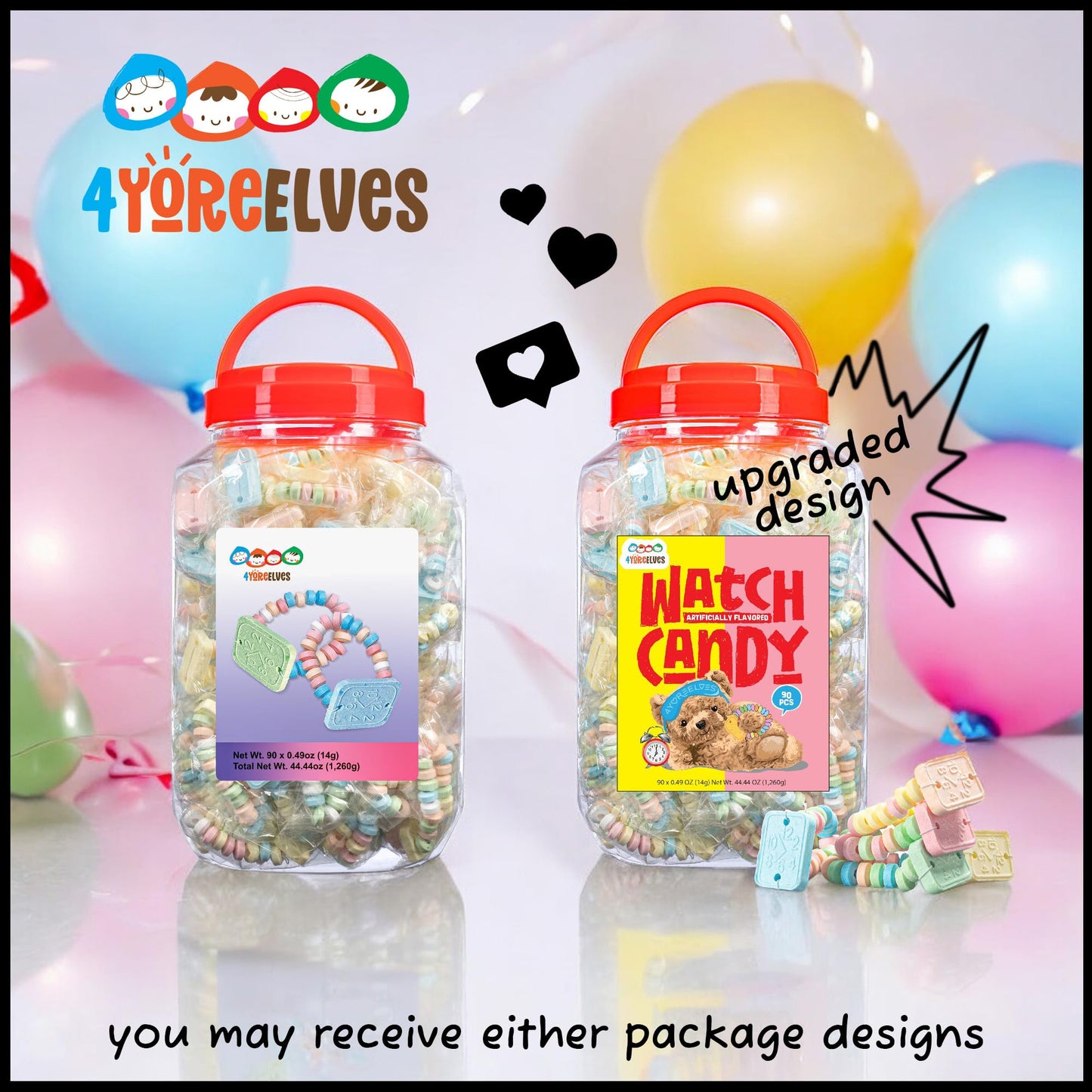 90 Candy Bracelet Watches Individually Wrapped, Taste Nostalgia With Our Playful And Delicious Candy Jewelry, Perfect For Party