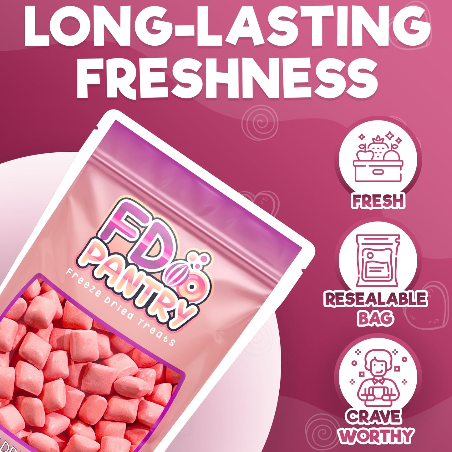 Freeze Dried Fruit Bursts Candy - Mini All-Pinks Strawberry L Hard Candy Mix 5Oz Treat Snack Gift Bag Freeze-Dried Candies