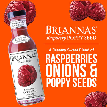 Briannas - Home Style Raspberry Poppy Seed Dressing - Fine Salad Dressing Made With Premium Ingredients - Gluten Free, Kosher, &