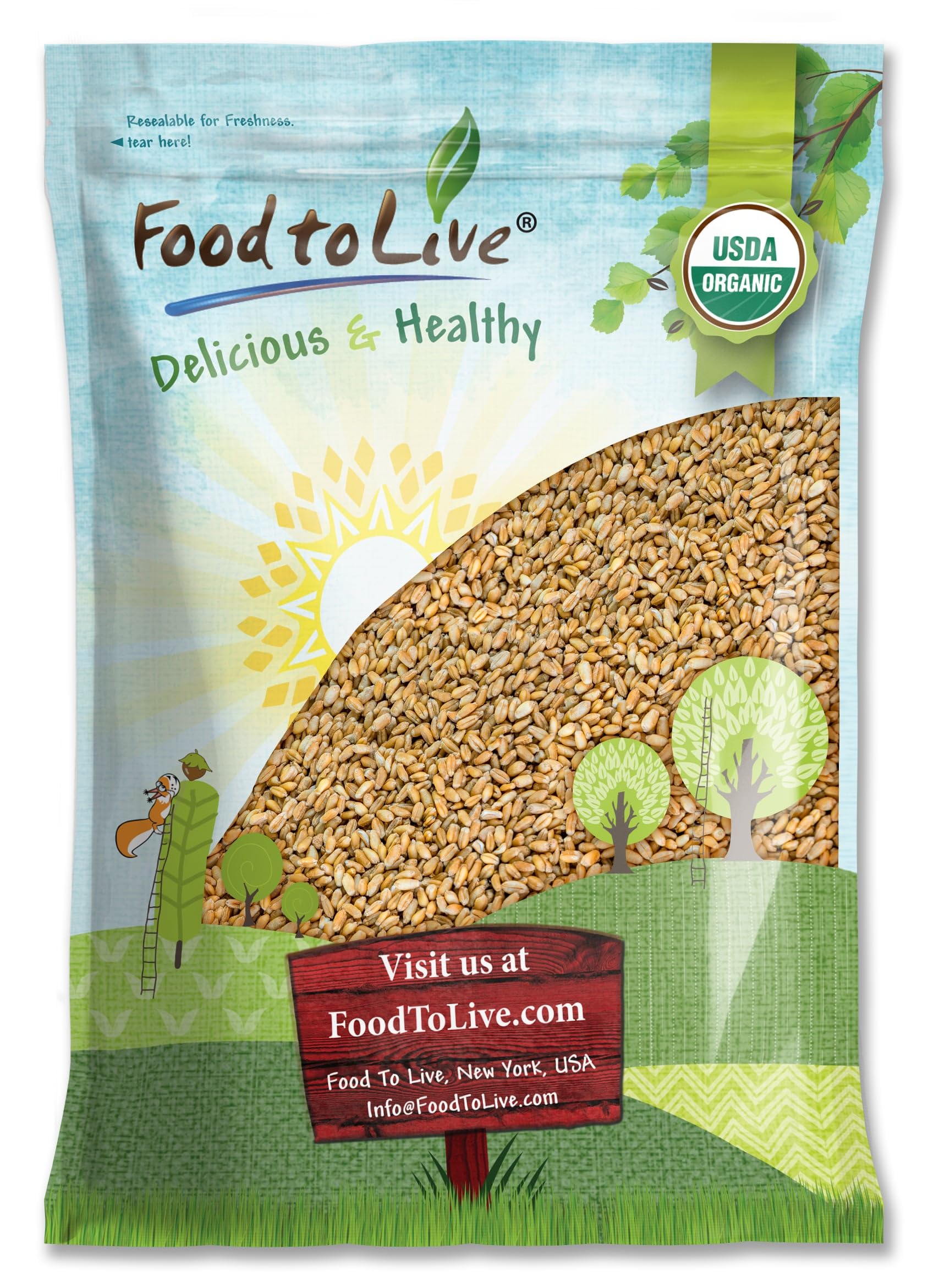 Food to Live Organic Hulled Barley - Non-GMO, 100% Whole Grain, Vegan, 15 Pound Bulk Pack