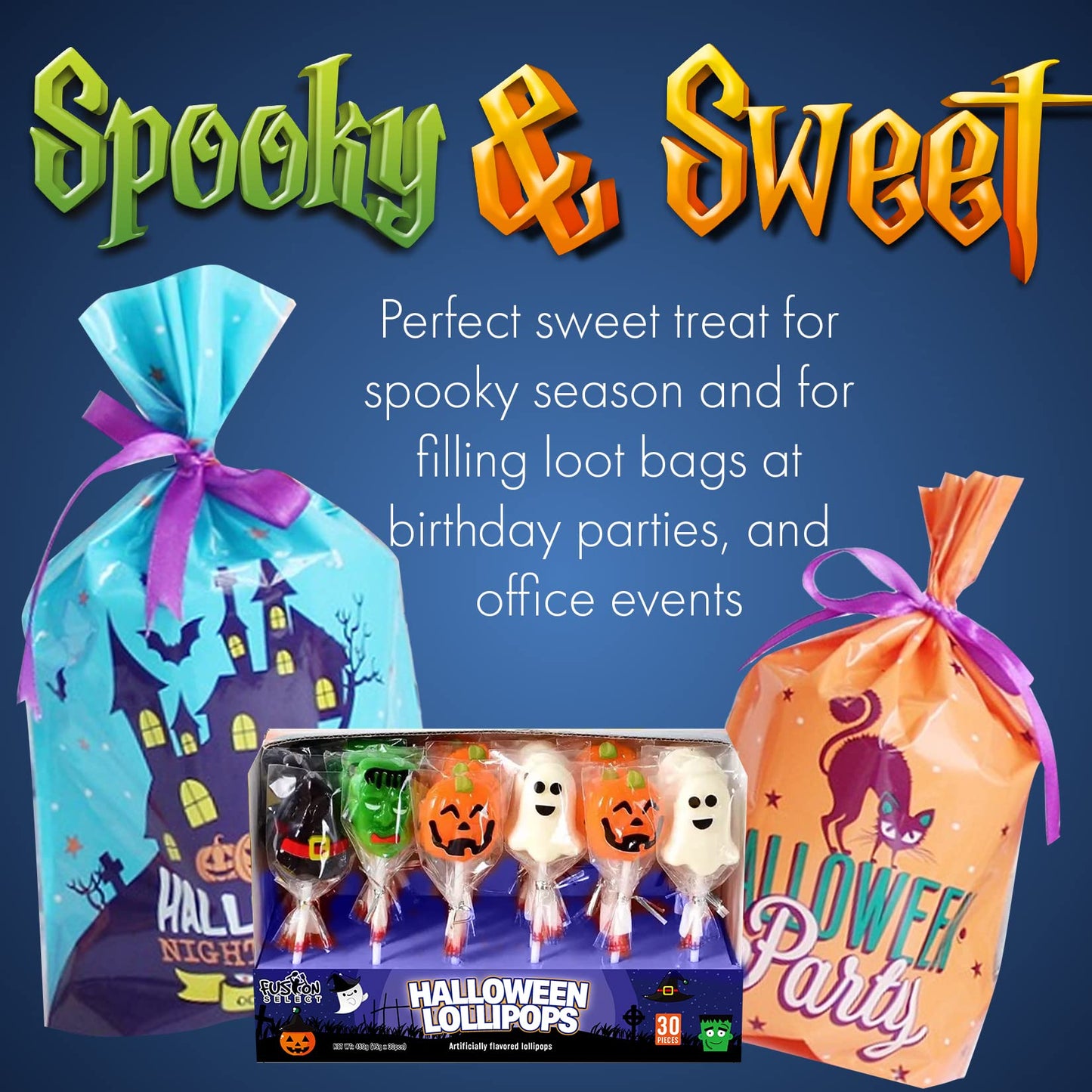 Fusion Select Halloween Candy Lollipops - Halloween Suckers - Trick Or Treat Candies For Kids - Frankenstein'S Monster, Jack O L