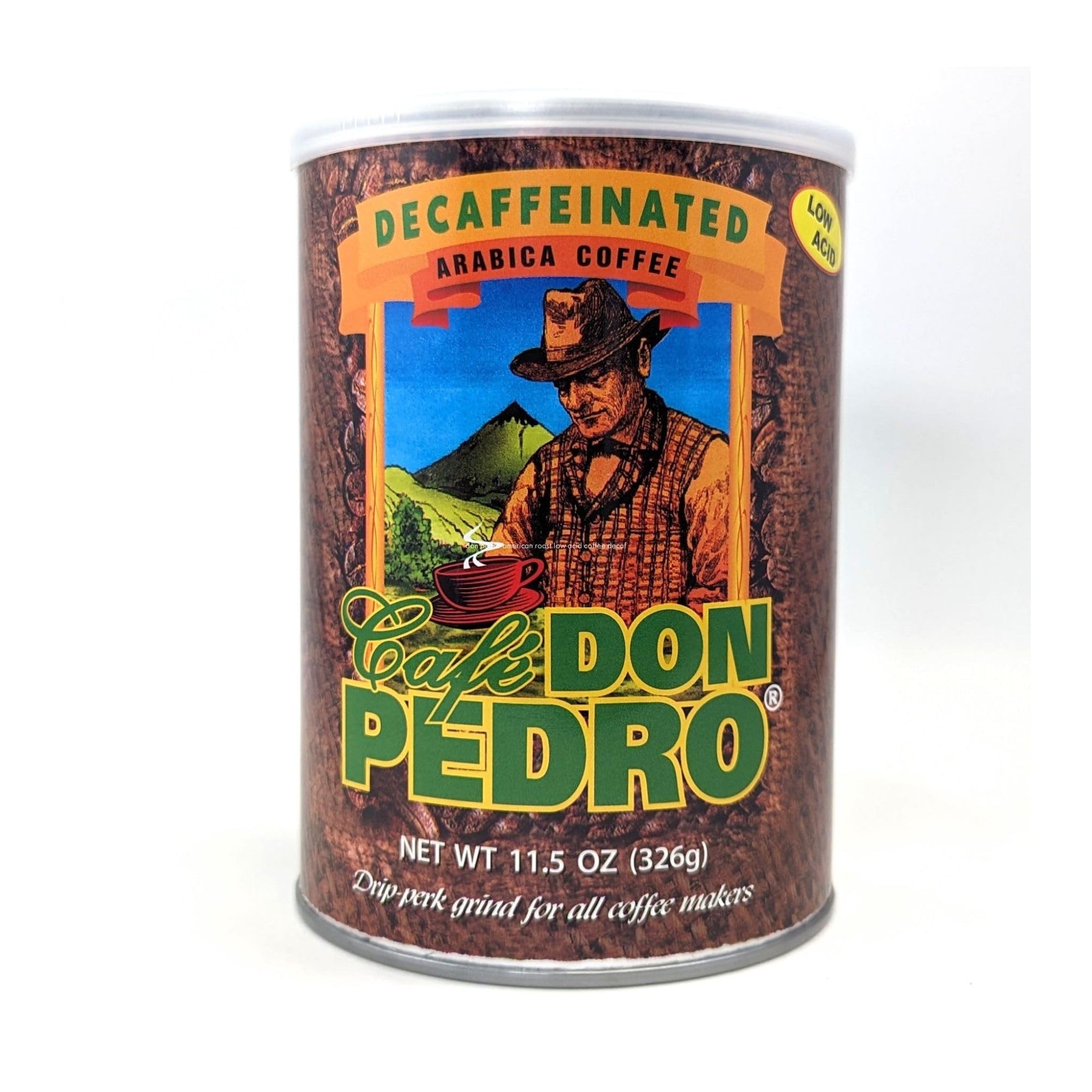 Cafe Don Pedro Decaf American Roast Naturally Low Acid Coffee  Medium Roast Stone Ground Coffee  Stomach Friendly  Prevents Acid Reflux  Decaffeinated (12 Cans)