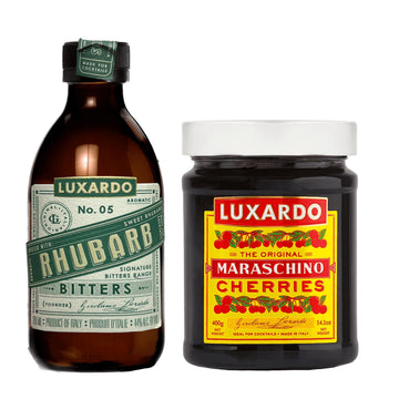 Luxardo Maraschino Cherry and Aromatic Bitters Variety Pack (Rhubarb Bitter + Maraschino Cherry)
