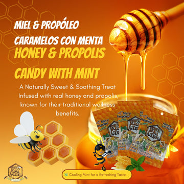 LA TIA TRINI Honey & Propolis Candy with Mint - 3 Pack (12 Candies Each) - Soothing Natural Lozenges - Yellow