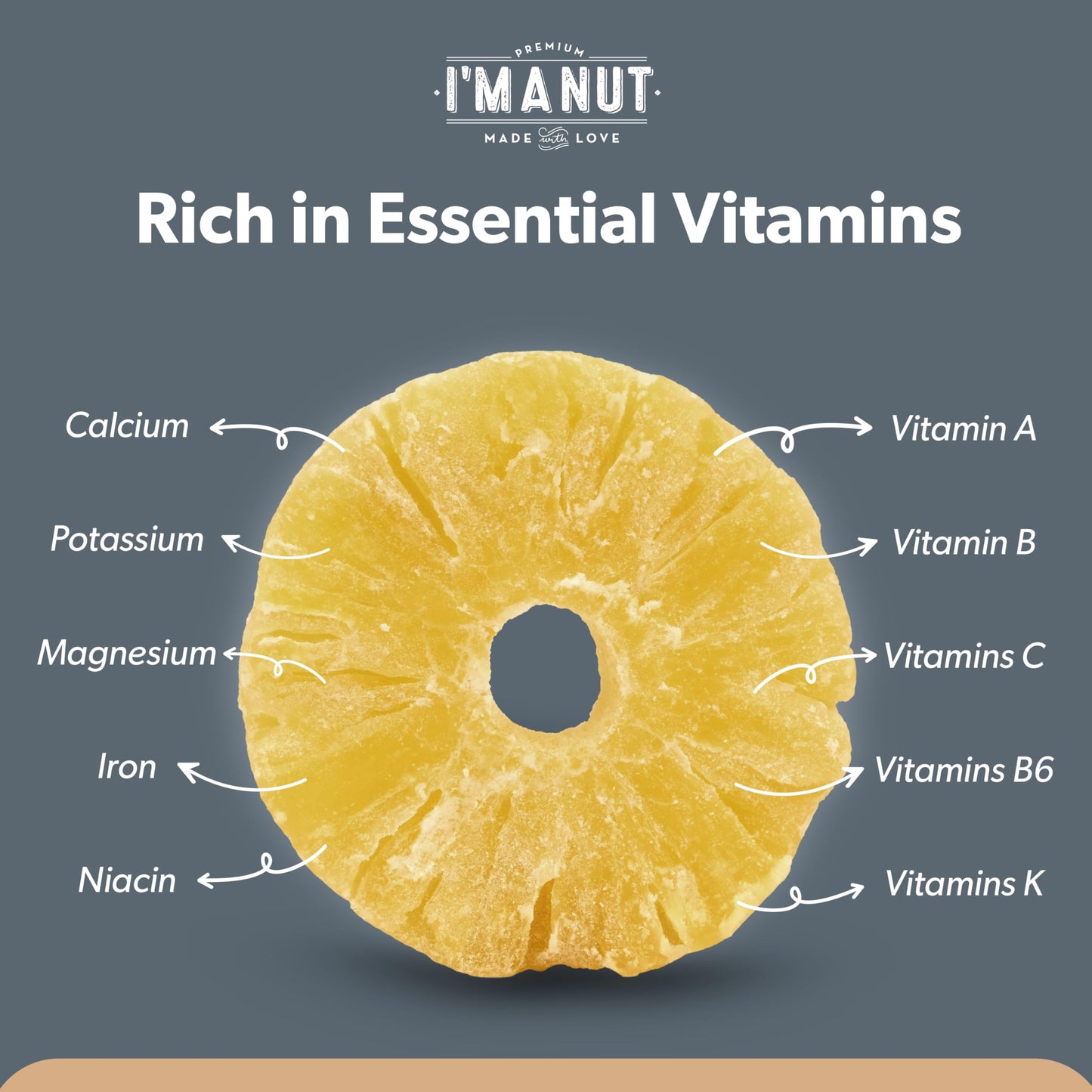 Im A Nut Premium Dried Pineapple Chunks, Non-GMO, Gluten & Peanut Free, 64oz (4 LB)