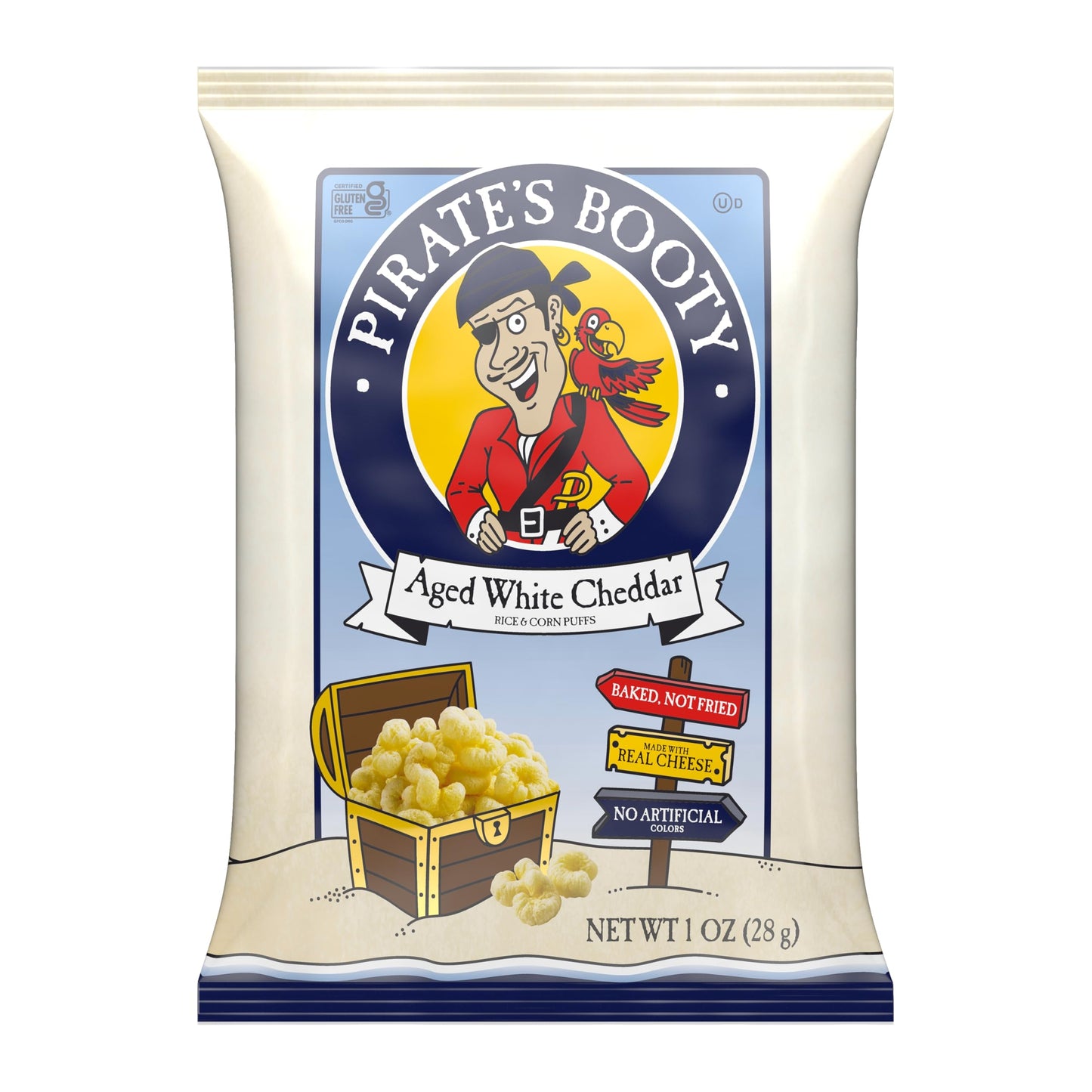 Pirates Booty Aged White Cheddar Cheese Puffs, Gluten-Free, Kids Snacks, 1 oz (6ct) (Pack of 2)