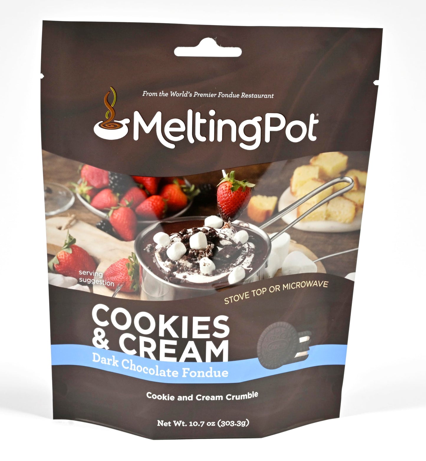 Melting Pot Chocolate Fondue; Mini Chocolate Wafers For Melting, Variety Pack (Dark Chocolate Cookies & Cream, White Chocolate,