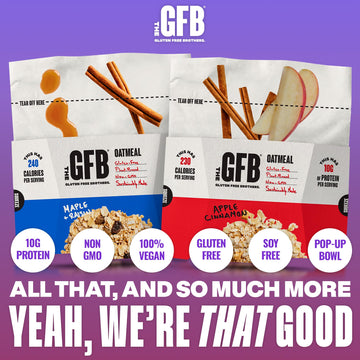 The Gluten Free Brothers Protein Oatmeal Variety Pack- Gluten Free Apple Cinnamon And Maple Raisin Oatmeal Pouches - Instant Hot