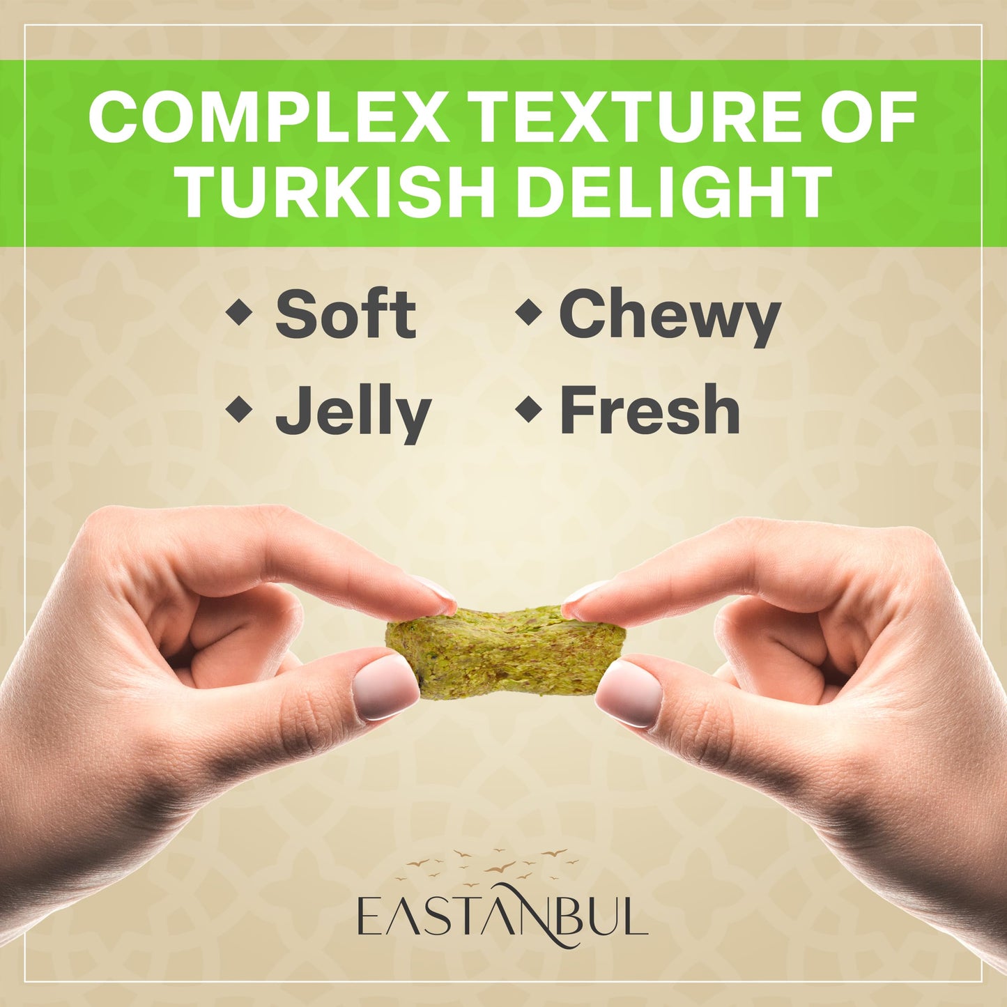 Eastanbul Turkish Delight Pistachio 8.8Oz Gourmet & Double Roasted Pistachios Filled, Turkish Delights Rich Pistachio Nuts Conte