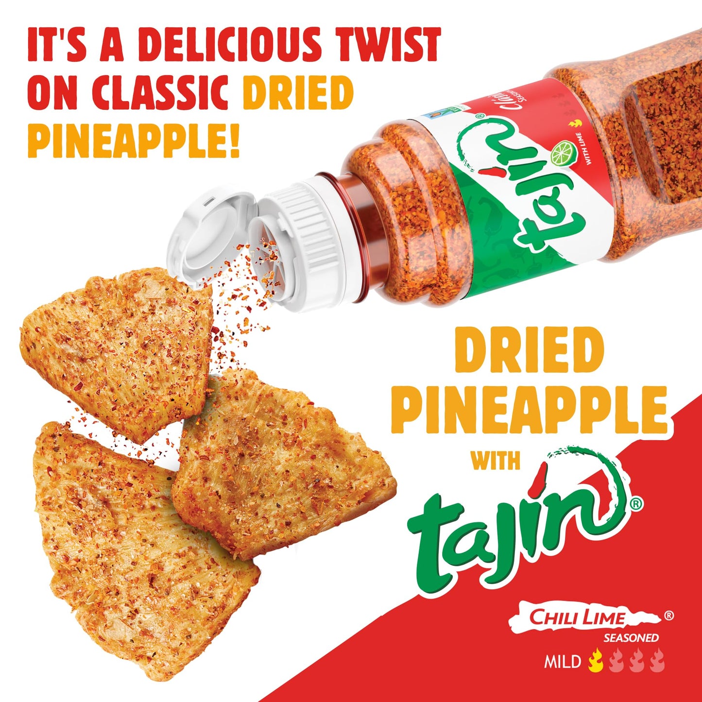 Nutrissimo Dried Pineapple With Tajin, Gluten-Free Dried Fruit Snacks, 4Oz (Pack Of 1)
