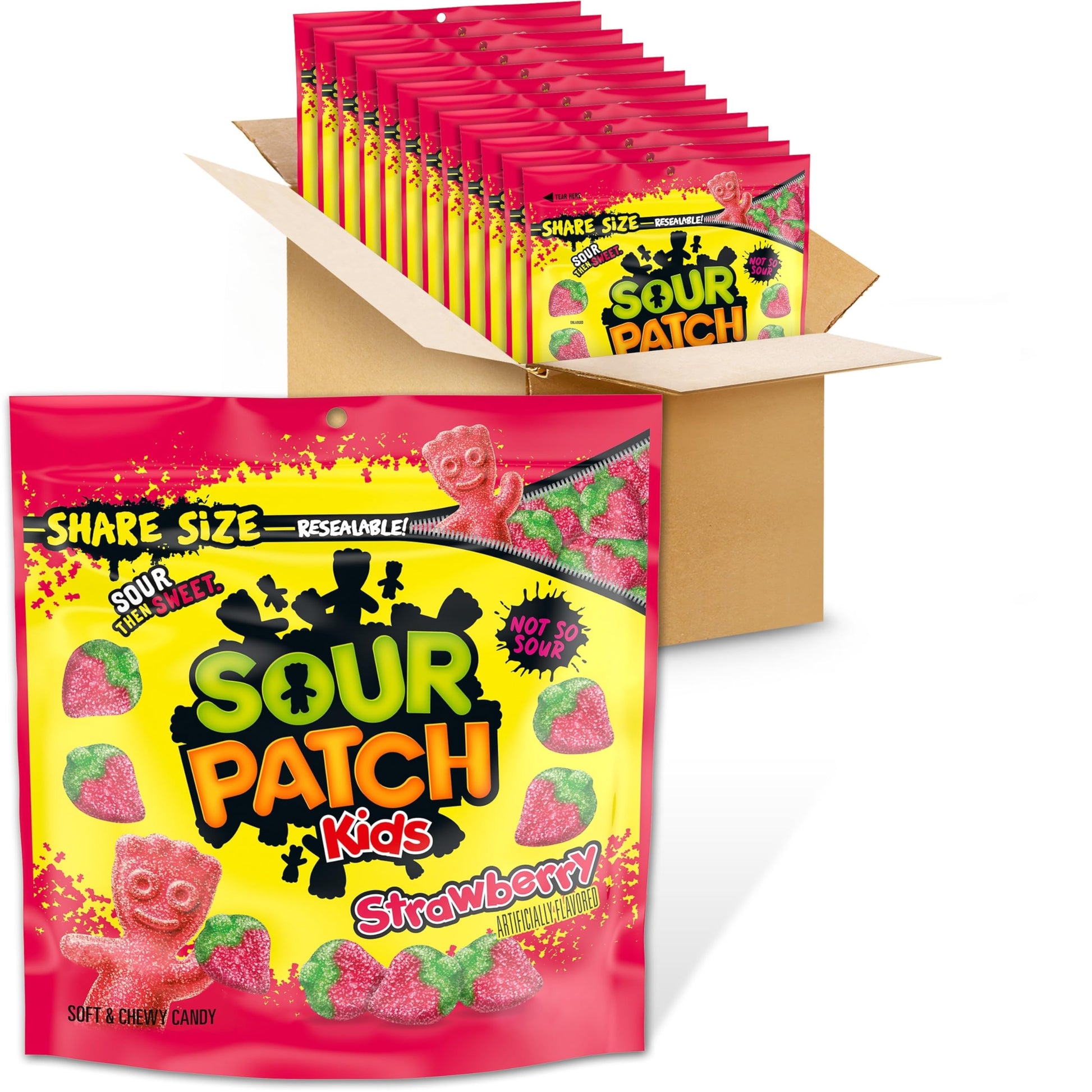 Sour Patch Kids Strawberry Soft & Chewy Candy, Share Size, Bulk Candy, 12 - 12 Oz Bags