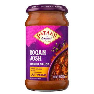 Pataks Rogan Josh Simmer Sauce - Medium Spiced Tomato-Based Curry Sauce with Garlic, Ginger & Aromatic Spices - Gluten-Free & Ve