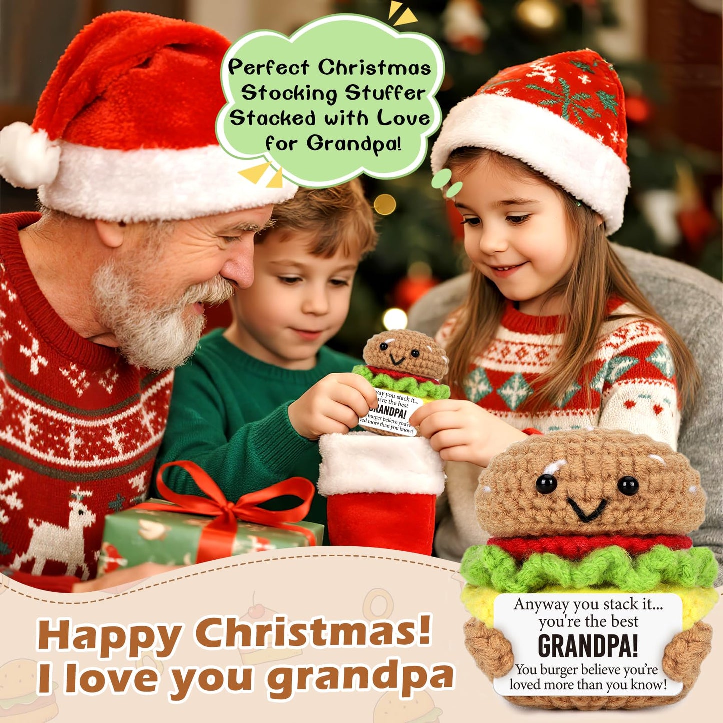 Avboda Mini Birthday Gifts For Grandpa Cute Handmade Crochet For Grandfather Funny Thank You Gift For Papa New Grandfather Bonus Grandpa Unique Thanksgiving Day From Grandkids