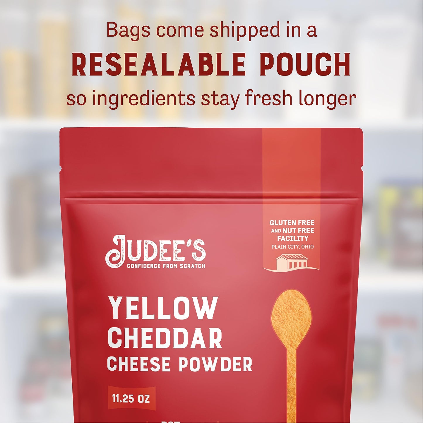 Judees Gluten Free Yellow Cheddar Cheese Powder - Non-GMO, Gluten-Free, 11.25oz