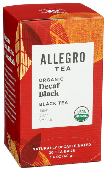 Allegro Tea, Organic Decaf Black Tea Bags, 20 ct (Pack of 2)