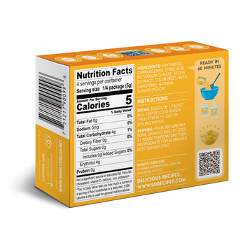 Simply Delish Plant Based Natural Peach Jel Dessert - 6 Pack - Zero Sugar, 0g Net Carbs, Gluten Free, Vegan, Diabetic & Allergen