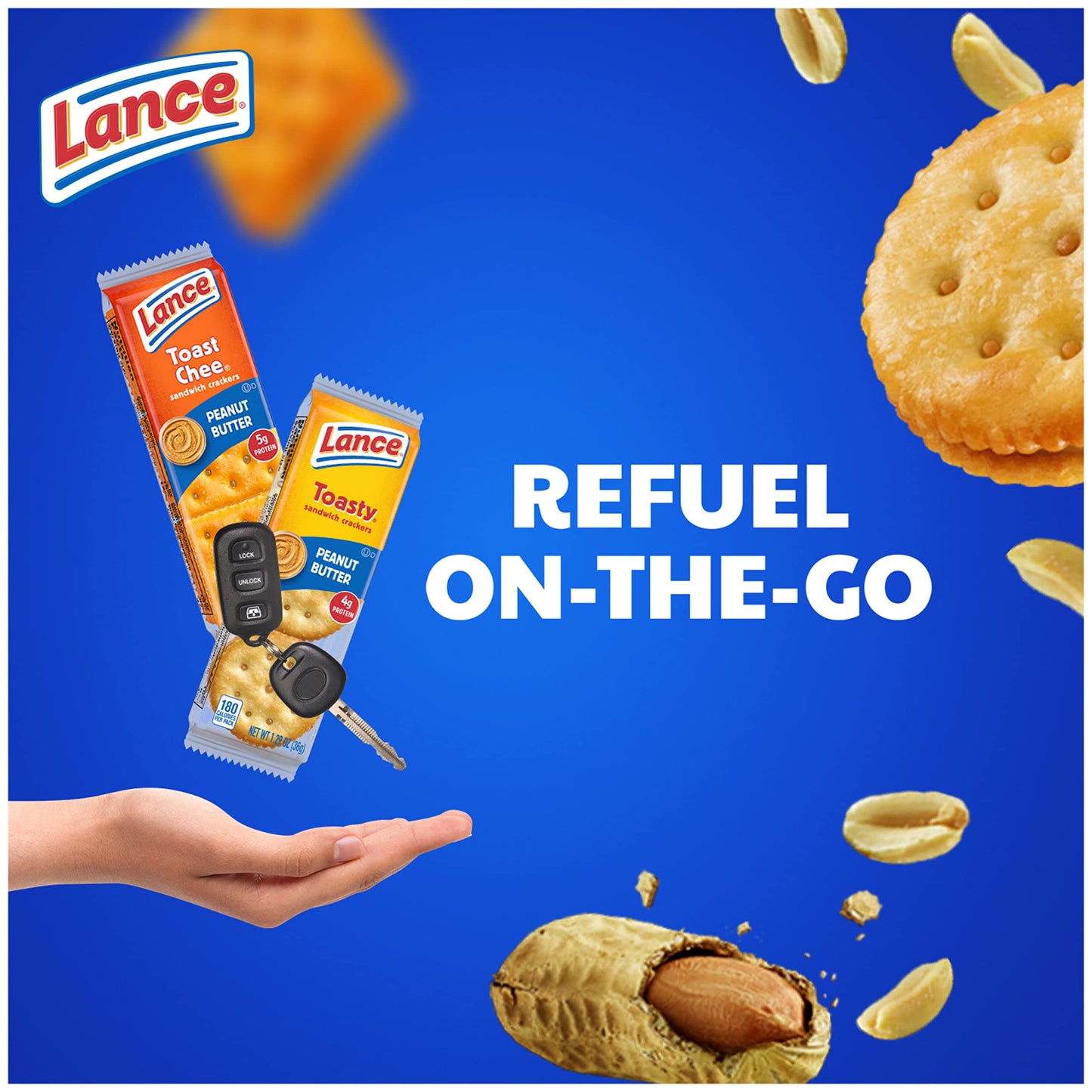 Lance Sandwich Crackers, Toasty and Toastchee Peanut Butter, 40 Ct (Pack of 2)