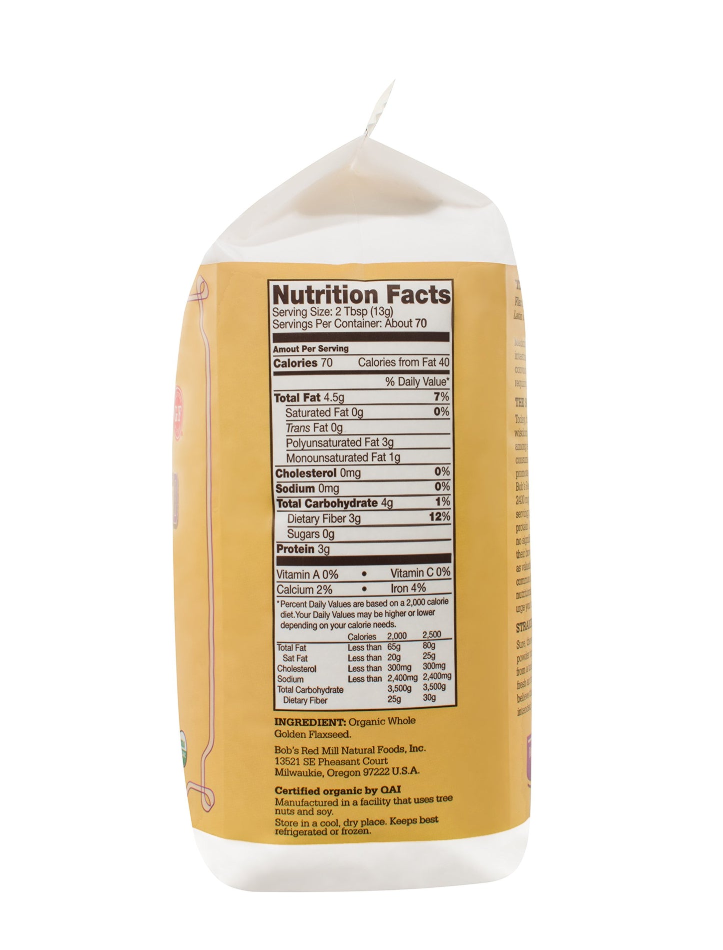 Bob'S Red Mill Organic Golden Flaxseed Meal, 32 Ounce