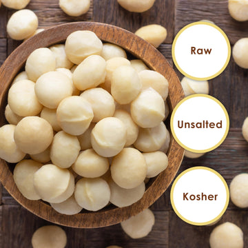 Jaybees Raw Macadamia Nuts - Unsalted Jumbo Size, 4 Pounds - Healthy Keto & Vegan Snack, Resealable Bulk Bag