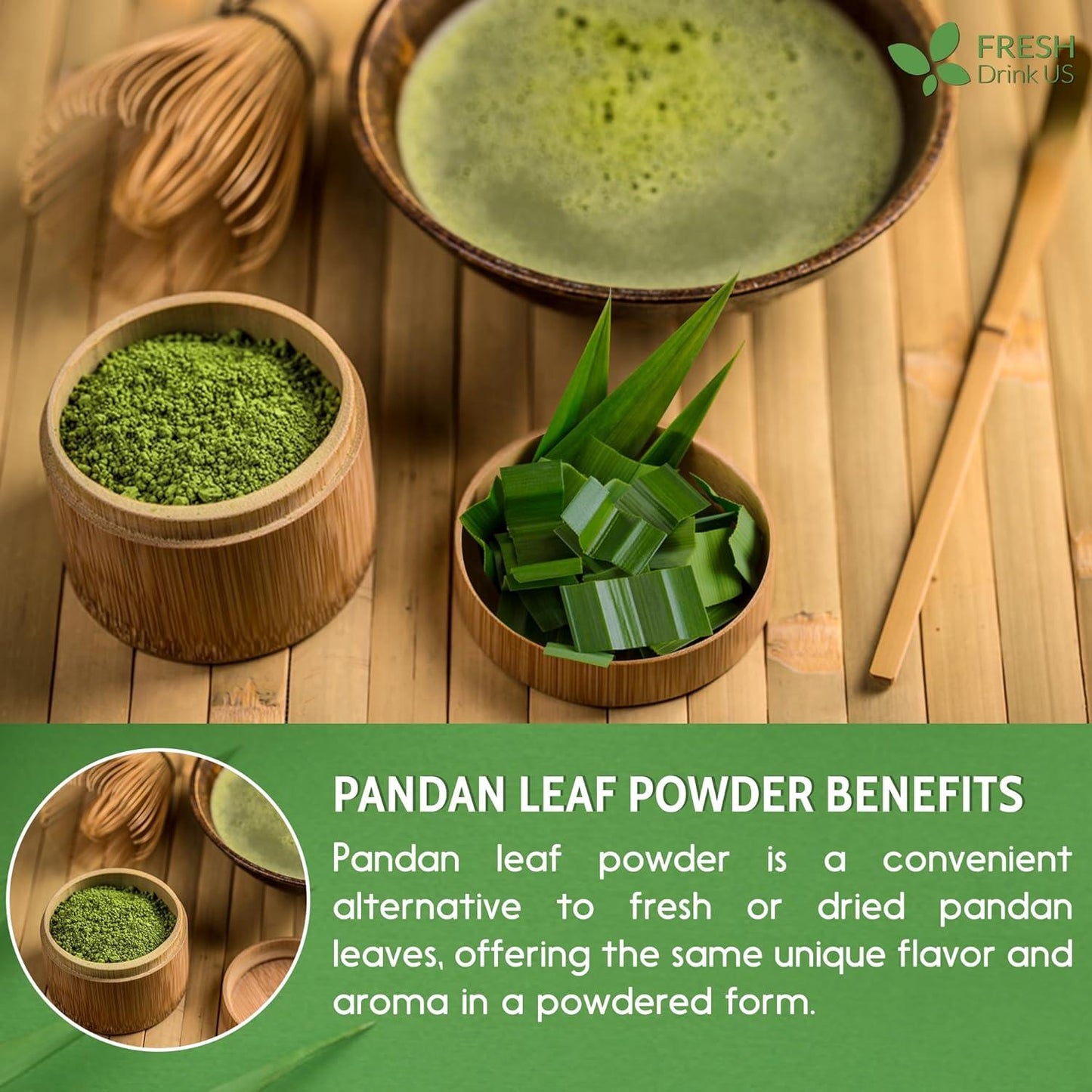 Natural Pandan Leaves Dried, Pandan Leaf Powder, 100% Pure Dried Pandan Leaves, Pandan Leaf Tea, No Additives, No Caffeine, Vegan