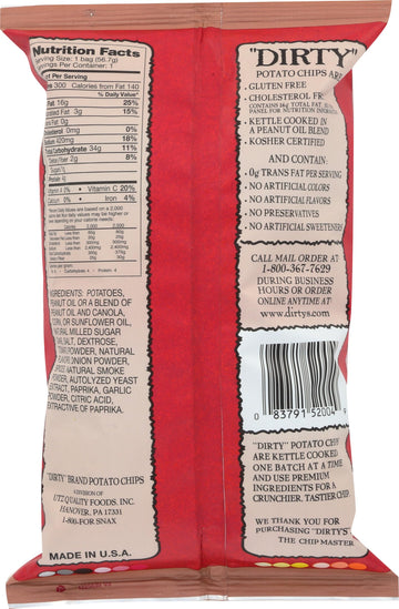 Dirty Chips Mesquite Bbq Potato Chips, 2 Oz