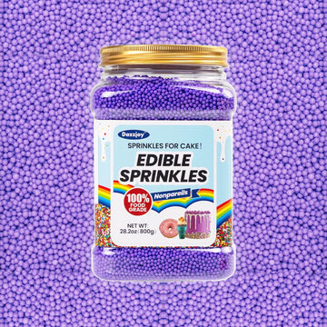 Nonpareils Sprinkles, Edible Purple Sprinkles, Food Grade Bulk 800g, Cake Toppers and Cake Decorations, Ice Cream, Wedding Party