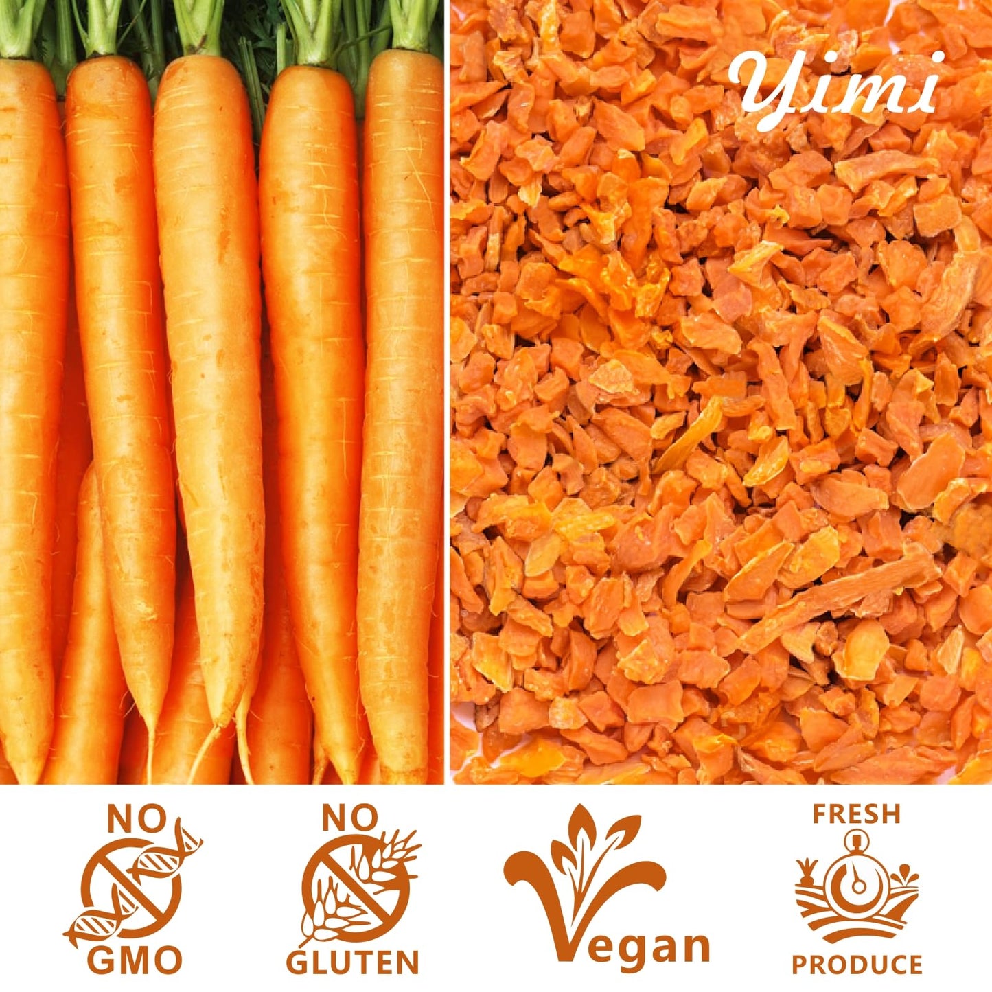 Yimi Premium Dried Carrots, Dehydrated Carrots Flakes For Vegetable Soup, Dehydrated Diced Carrots, Gluten Free, 17.8 Ounce