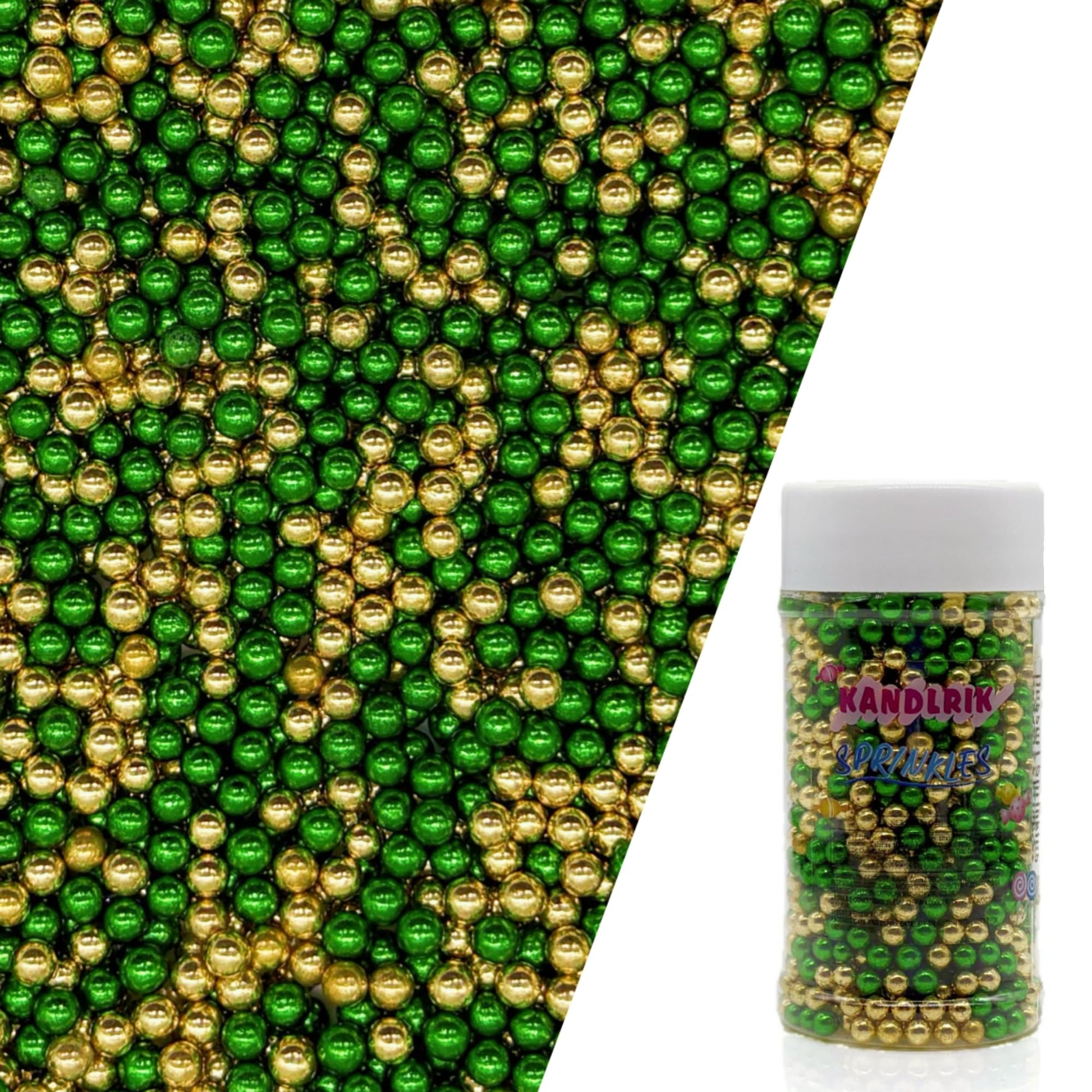 Edible Dark Silver Green & Super Gold Pearl Sugar Sprinkles Candy 4mm Mini Pearls Cake Decorations Cupcake Decorating Perfect fo