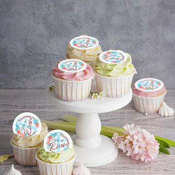 40Pack Edible Happy Easter Cupcake Toppers For Rabbit Ears Bunny Party Decorations Cake Picks Drink Topper Cake Food Decor Appet