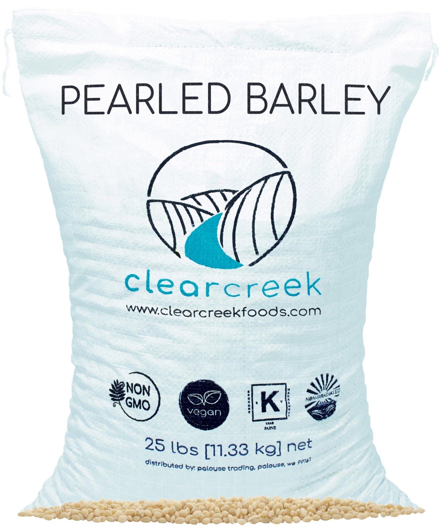 Certified Glyphosate Residue Free Pearl Barley | 25 lb Poly Bag | Non-GMO | Kosher | Vegan | Non-Irradiated