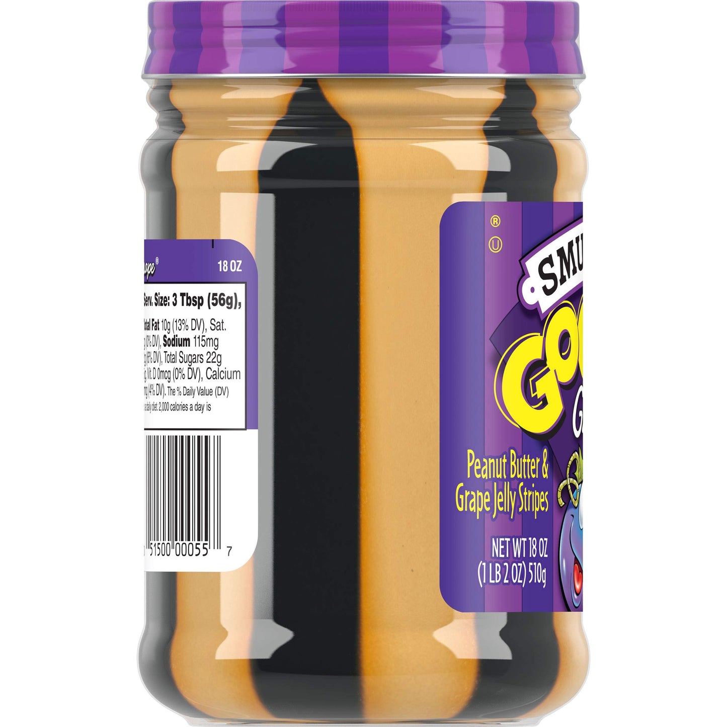 Smucker's Goober Peanut Butter and Grape Jelly Stripes, 18 Ounces (Pack of 2)