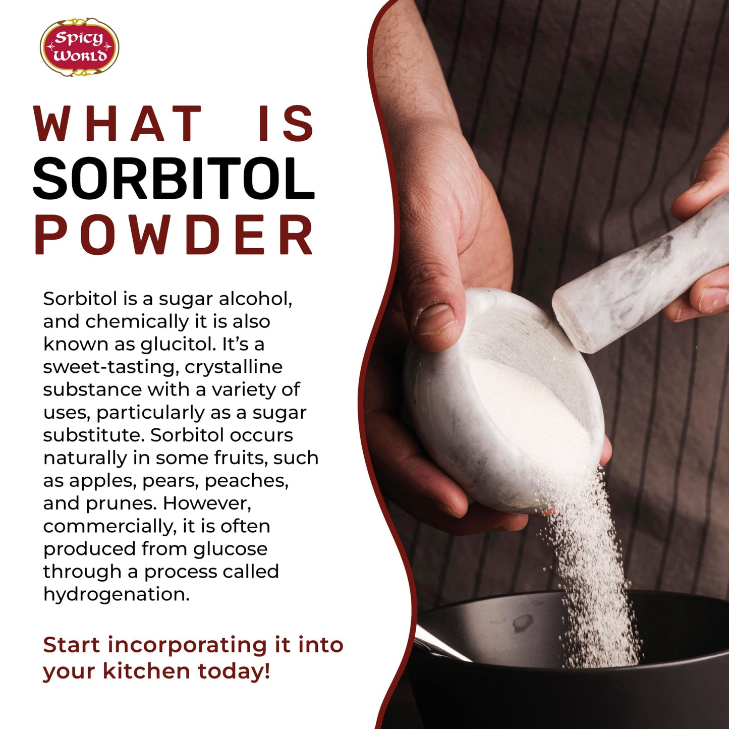 Sorbitol Powder 12oz Bag (340g) - Pure Ingredient, Low Calorie Sweetener, Food Grade, Sugar Substitute, Thickening Agent - Packa