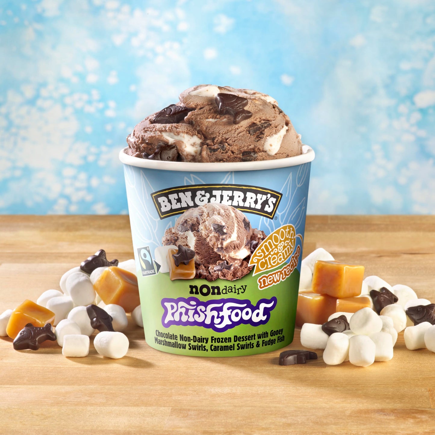 Ben & Jerrys Non-Dairy Phish Food Chocolate Frozen Dessert Certified Vegan Pint 16 oz