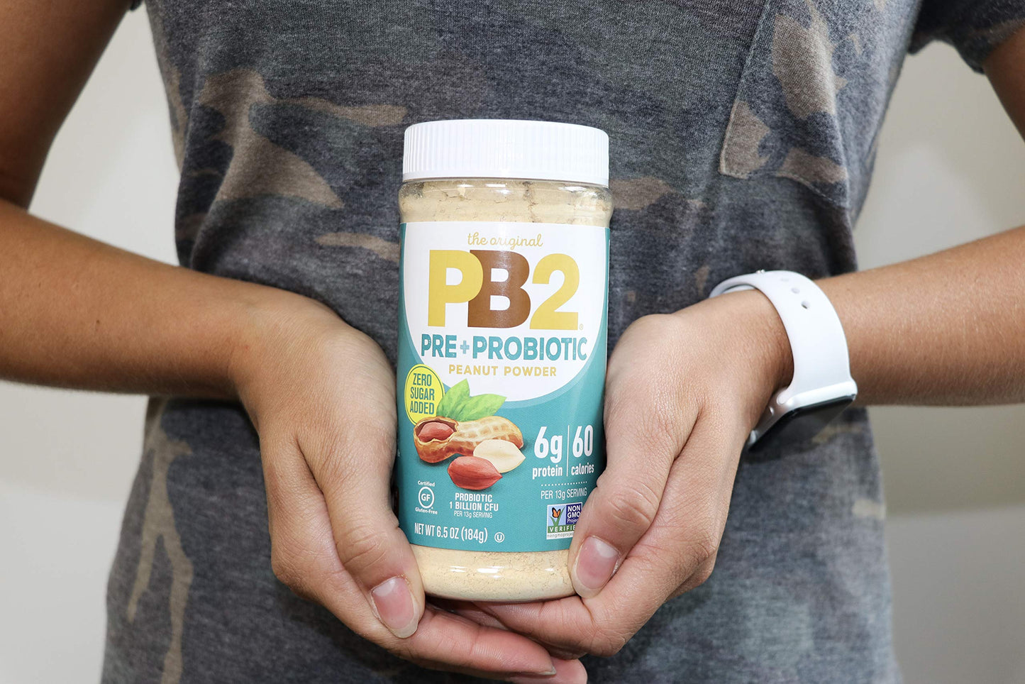 PB2 Peanut Butter Powder - No Sugar Added, Supplemented with Prebiotics + Probiotics, Gluten Free, Non-GMO [6.5 oz]