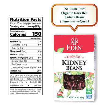 Eden Organic Dark Red Kidney Beans, Dry, Usa Grown, Non Gmo, 16 Oz Box
