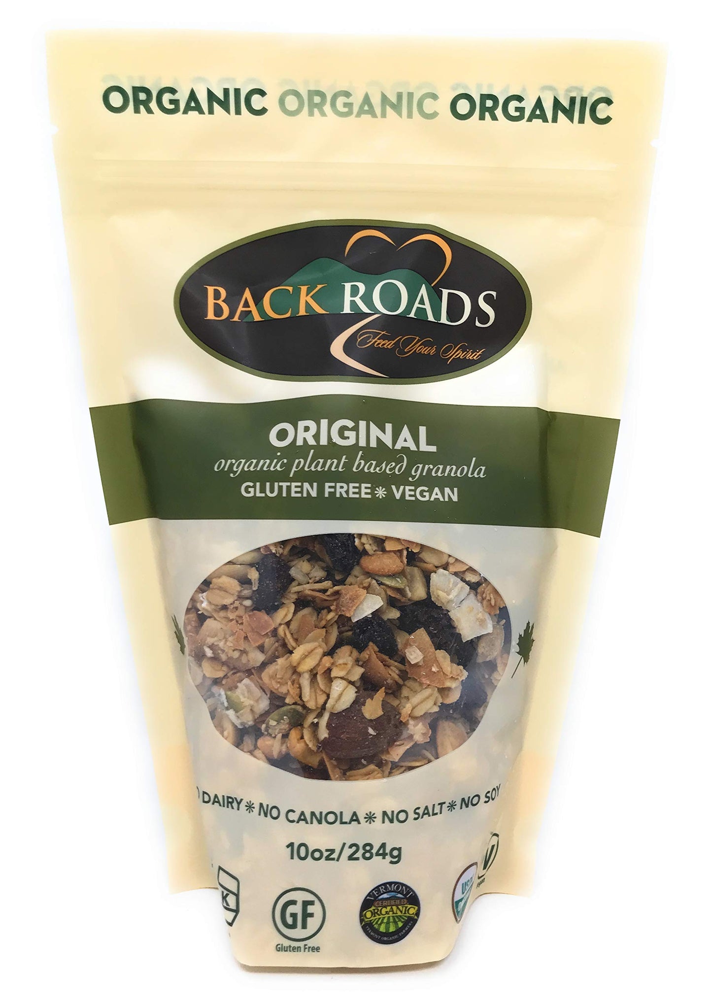 BACK ROADS Organic Granola, Original Flavor, 10 Ounce - Healthy Snack, Non-GMO, Gluten-Free, Perfect for Breakfast or On-the-Go