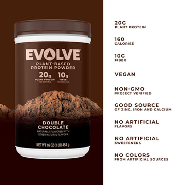 Evolve Protein Powder, Classic Chocolate, 20G Protein,10G Fiber, 1 Lb