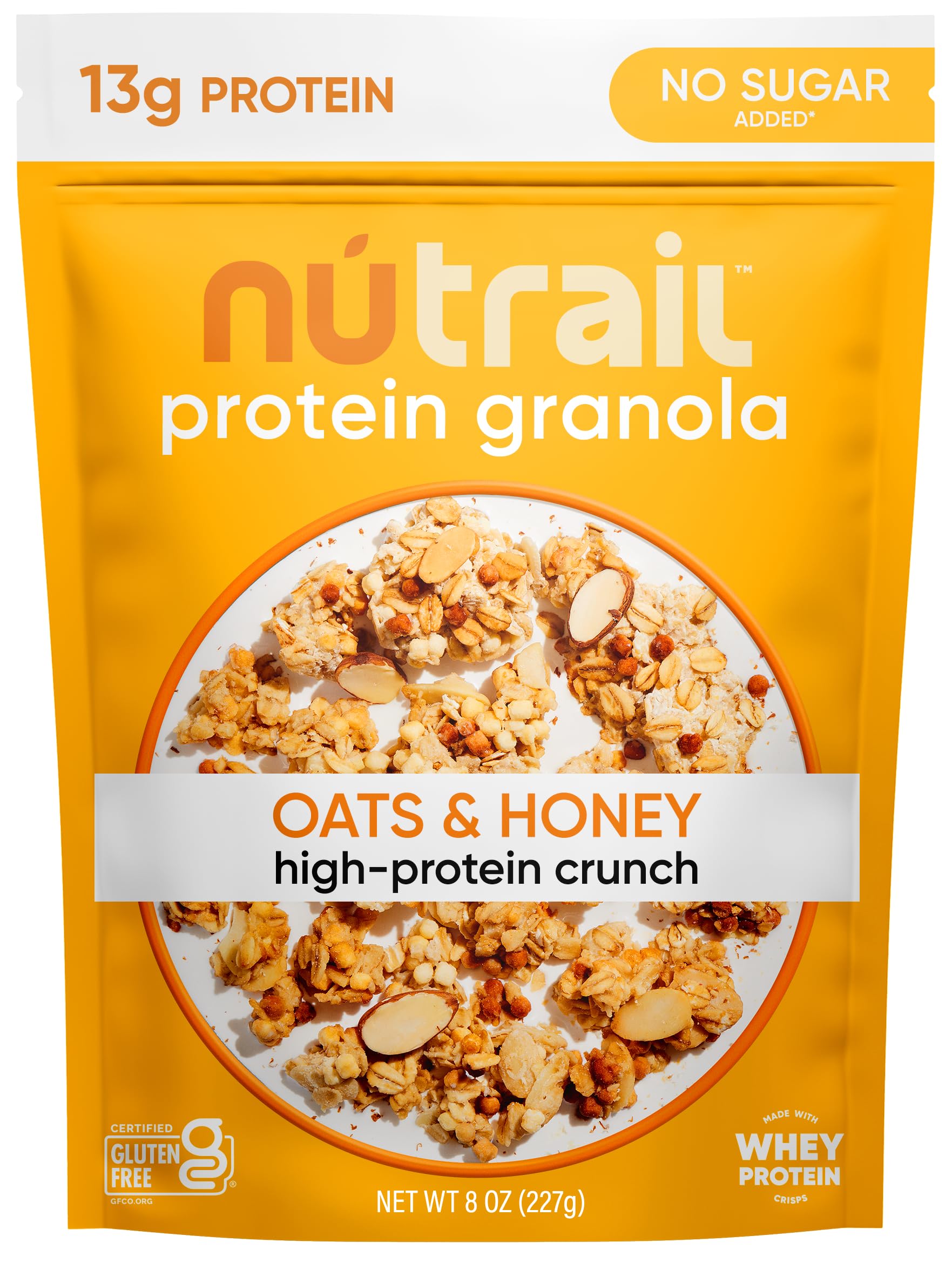 Nutrail Protein Granola Cereal, Honey And Oats, No Sugar Added, 8 Oz. 1 Count