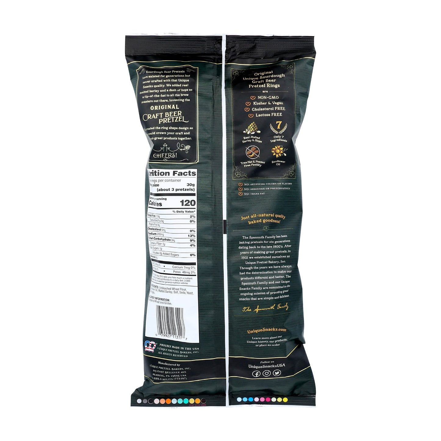 Unique Snacks Sourdough Craft malt-inspired Pretzel Rings, Vegan, OU Kosher, Non-GMO, 11 Oz. Bag, Pack of 12